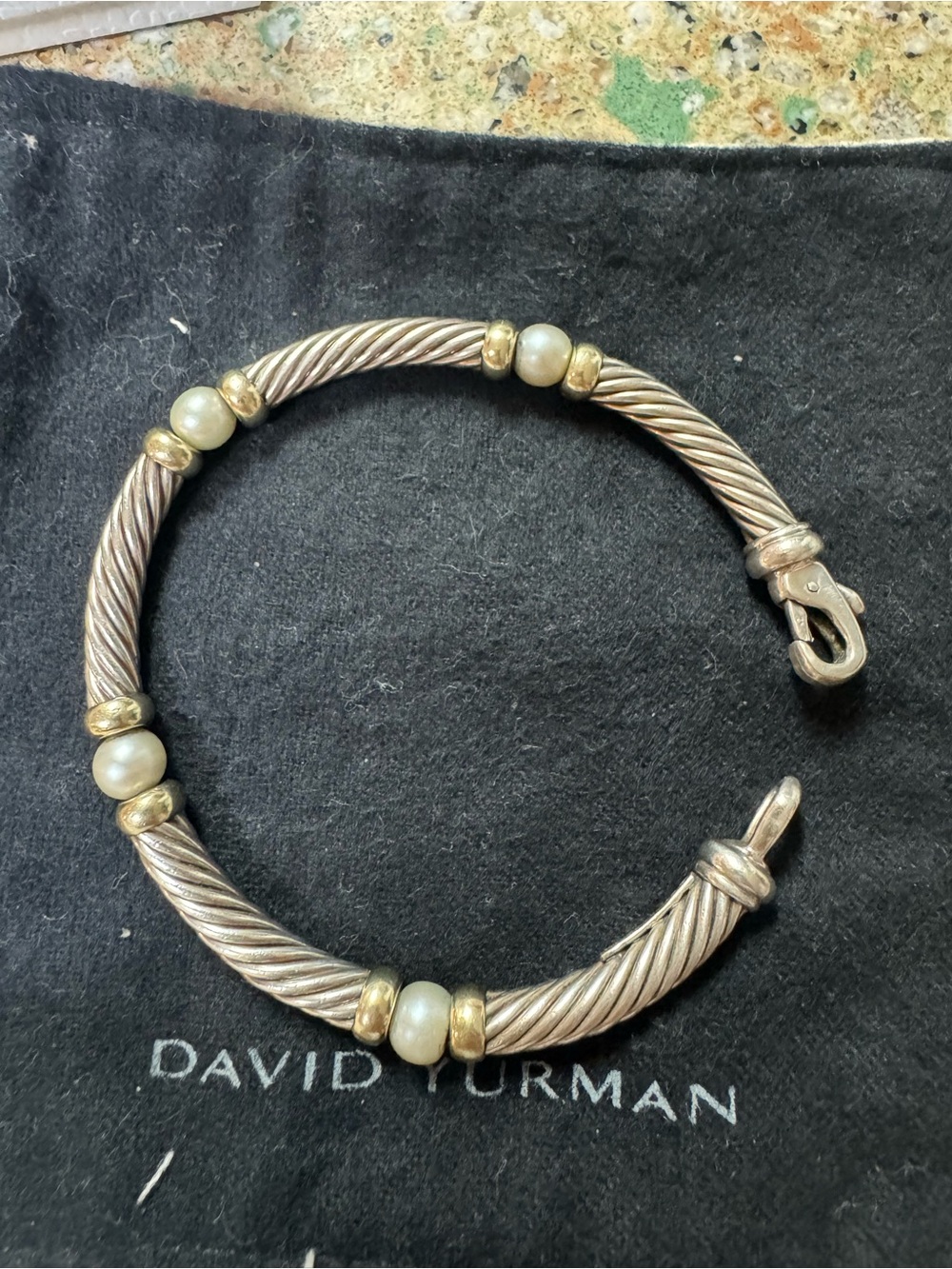 David Yurman metro Sterling 14k Pearl Bracelet 5mm